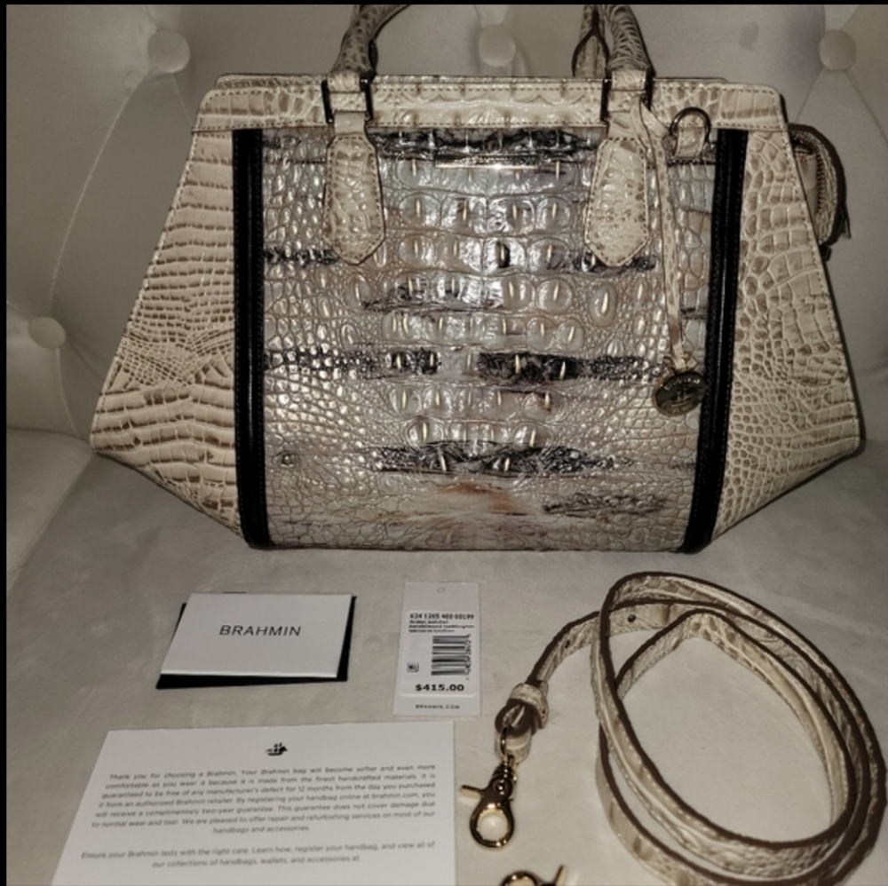 SUPER 24HR SALE! NWT Brahmin Ardin Satchel Sandlewood Coddington Originally $415